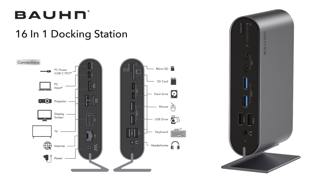 16 in 1 Docking Station Bauhn