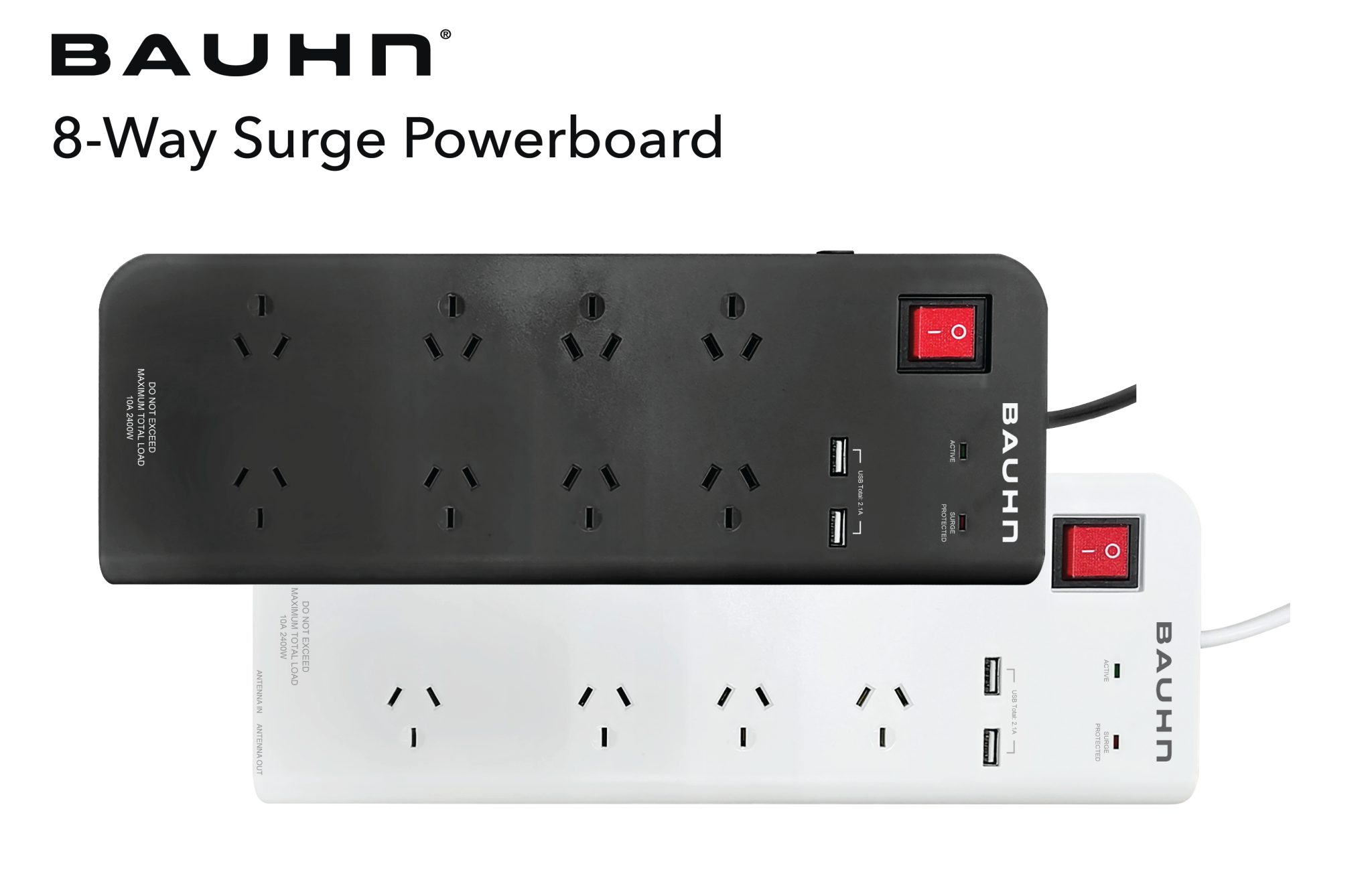 8Way Surge Powerboard Bauhn