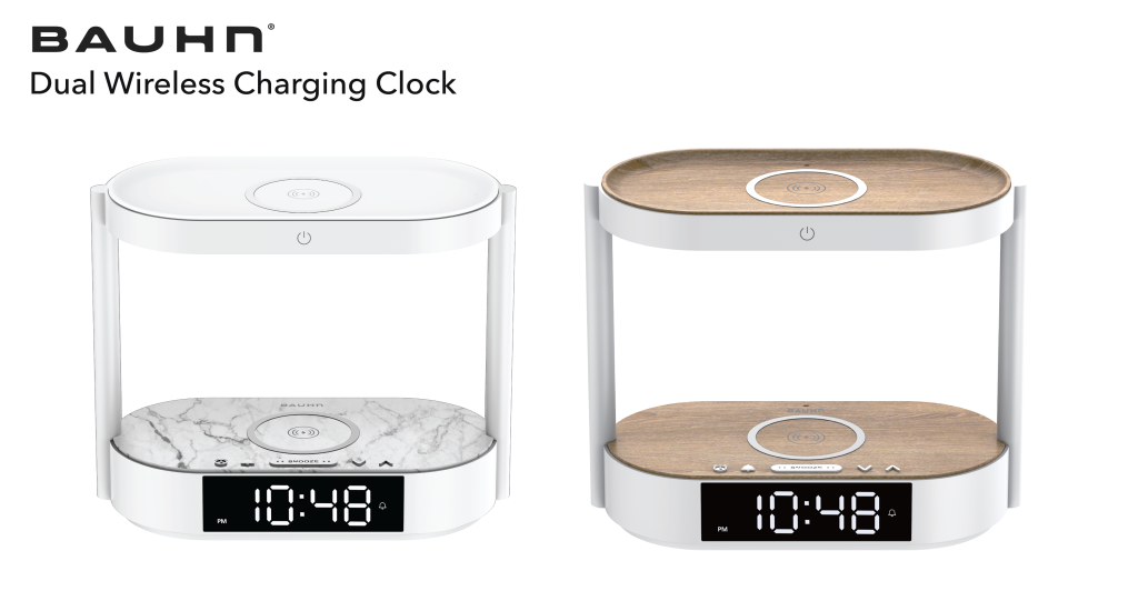 Dual Wireless Charging Clock Bauhn