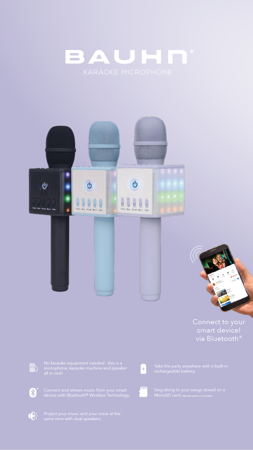 Bluetooth Karaoke Microphone Bauhn