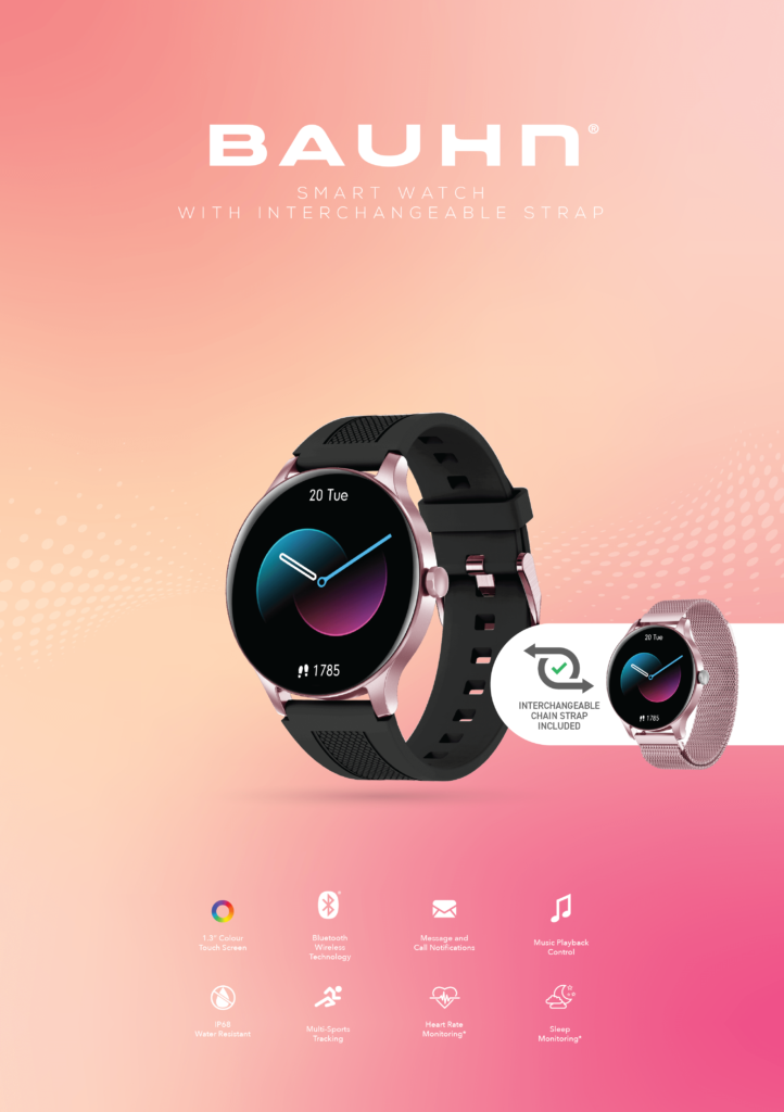 Smart Watch with Interchangeable Straps Bauhn
