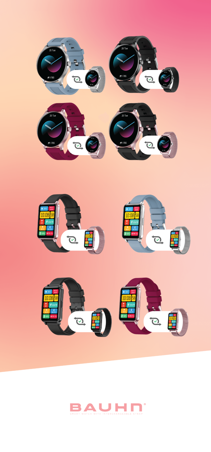 Smart Watch with Interchangeable Straps Bauhn