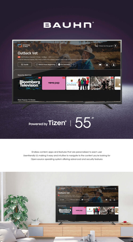 Bauhn 55″ 4K Ultra HD TV powered by Tizen™ Bauhn