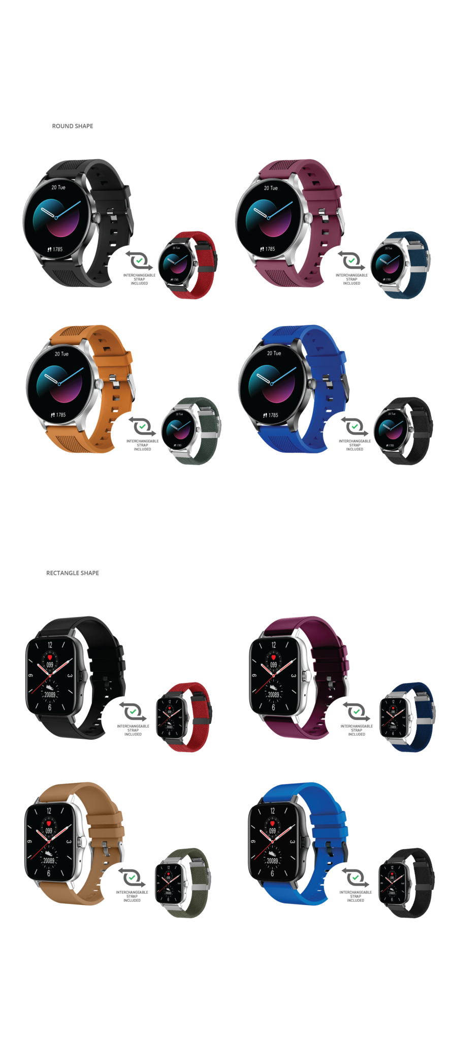 Smart Watch with Interchangeable Strap Bauhn